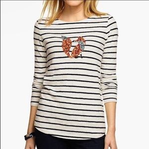 Talbots Sequin Fox Striped Petite Top